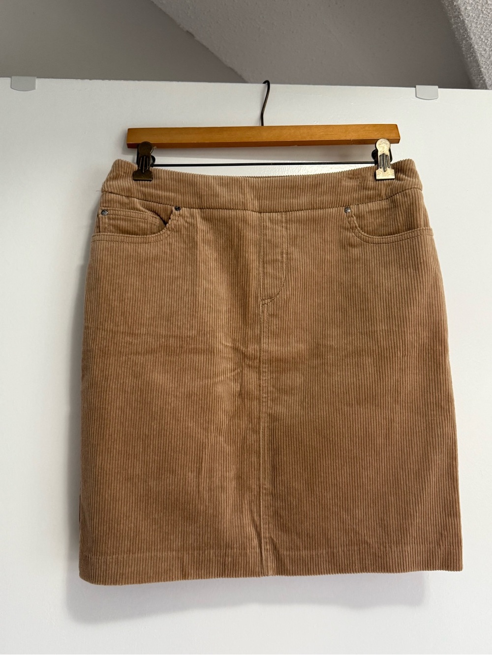Corduroy Mini Skirt in Tan